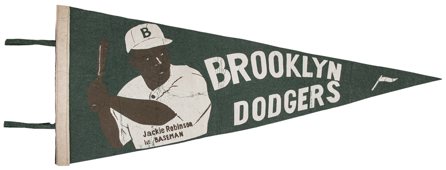 Circa 1947 Jackie Robinson Brooklyn Dodgers Souvenir Pennant